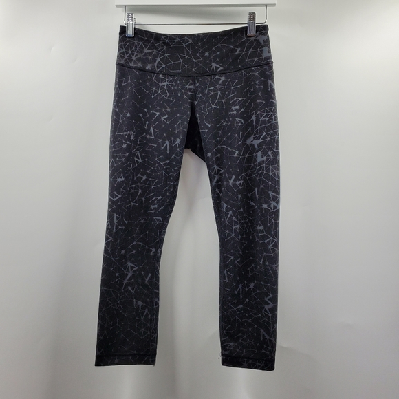 Lululemon Top Speed Crop Star Crushed Coal Legging Printed Black - Picture 2 of 8